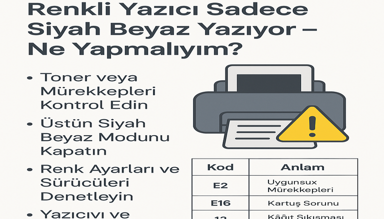 Renkli Yazıcı Sadece Siyah Beyaz Yazıyor – Ne Yapmalıyım?